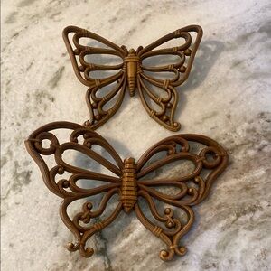 Vintage HOMCO 1978 Syroco 7537 Butterflies Lot of 2 MCM Wall Hangings Art Decor